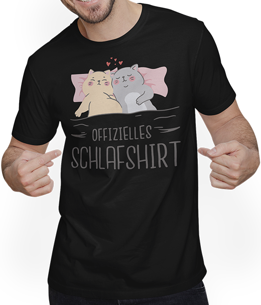 Produktbild von T-Shirt mit Mann Offizielles Schlafshirt | Pyjama | Pärchen Katzen Spruch