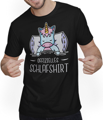 Produktbild von T-Shirt mit Mann Offizielles Schlafshirt | Pyjama Schlafanzug Einhorn Spruch