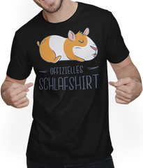 Produktbild von T-Shirt mit Mann Offizielles Schlafshirt | Pyjama Schlafanzug Meerschweinchen