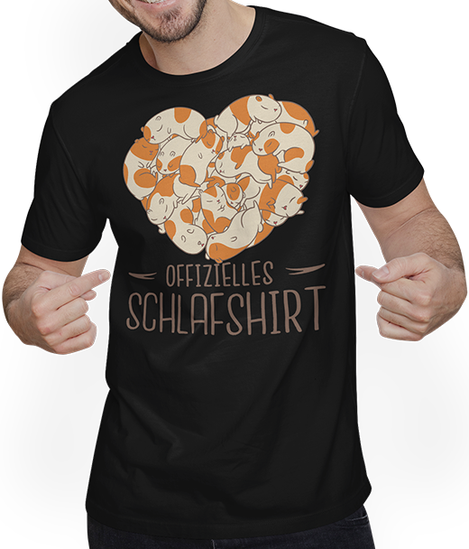 Produktbild von T-Shirt mit Mann Offizielles Schlafshirt | Schlafanzug Meerschweinchen Herz