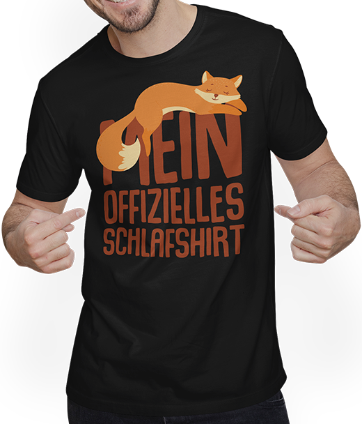 Produktbild von T-Shirt mit Mann Offizielles Schlafshirt Schlafender Fuchs Lustige Sprüche