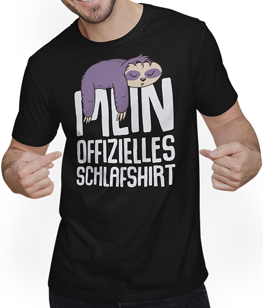 Produktbild von T-Shirt mit Mann Offizielles Schlafshirt Schlafendes Faultier Lustige Sprüche