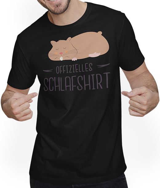 Produktbild von T-Shirt mit Mann Offizielles Schlafshirt | Zwerghamster Schlafanzug Hamster