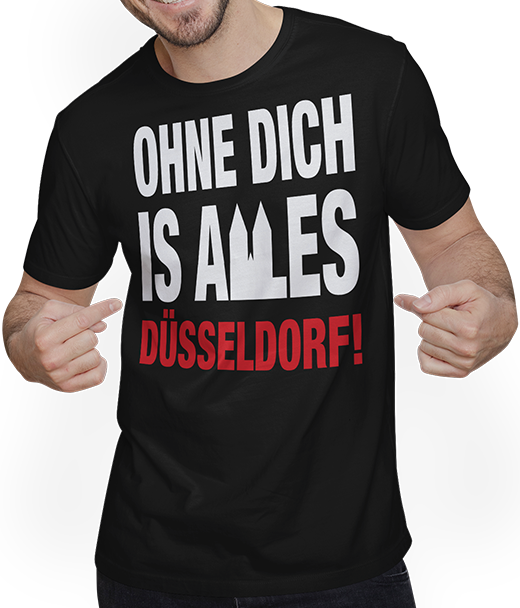 Produktbild von T-Shirt mit Mann Ohne Dich ist alles Düsseldorf Köln Sprüche Kölner Sprüche