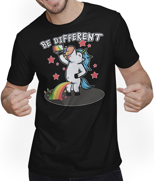 Produktbild von T-Shirt mit Mann Peeing Einhorn Trinkregenbogen | sarkastische Ironische Einhörner