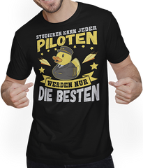 Produktbild von T-Shirt mit Mann Piloten werden nur die Besten Männer Frauen Flugzeug Spruch