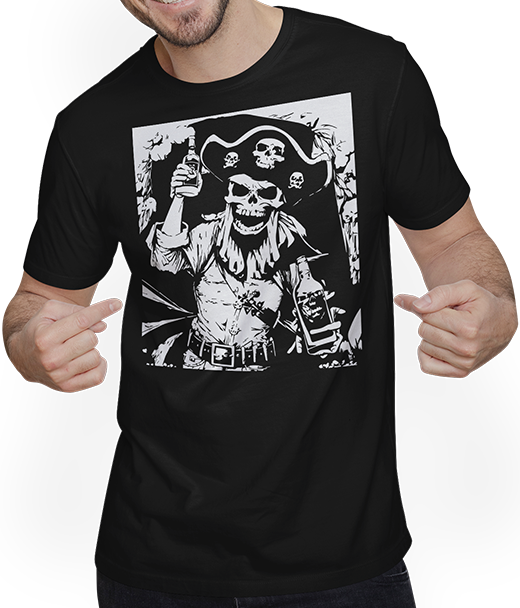 Produktbild von T-Shirt mit Mann Piraten-Fan Totenkopf Piraten Totenköpfe Freibeuter Segeln Pirat