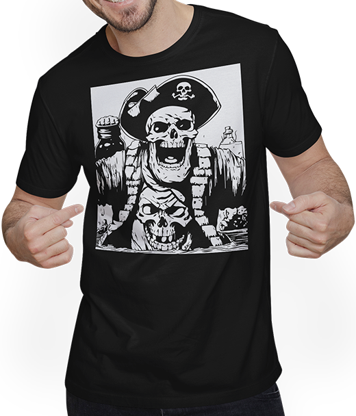 Produktbild von T-Shirt mit Mann Piraten-Fan Totenkopf Piraten Totenköpfe Freibeuter Segeln Pirat