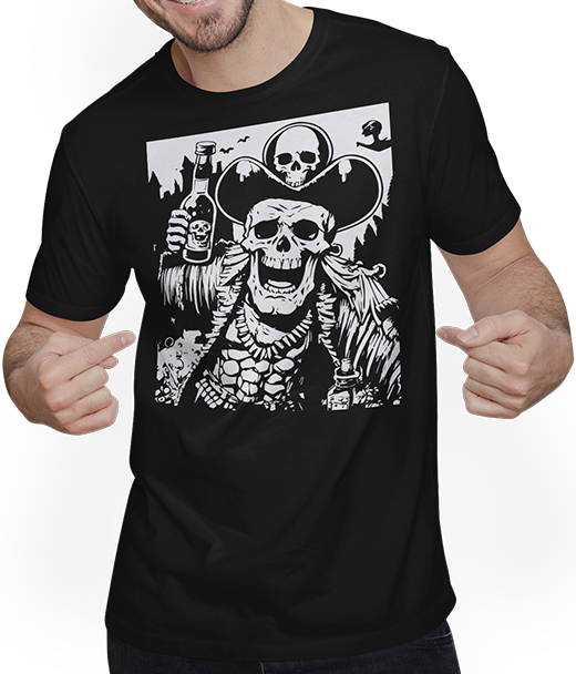 Produktbild von T-Shirt mit Mann Piraten-Fan, Totenkopf, Piraten, Totenköpfe, Segelpirat