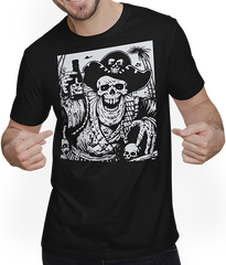 Produktbild von T-Shirt mit Mann Piraten-Fan, Totenkopf, Piraten, Totenköpfe, Segelpirat