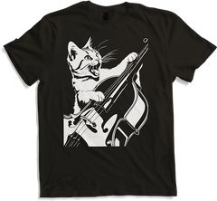 Produktbild von T-Shirt Schreiende Katze Musiker spielt Kontrabass