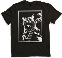 Produktbild von T-Shirt Schreiende Katze Musiker spielt Kontrabass