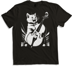 Produktbild von T-Shirt Schreiende Katze Musiker spielt Kontrabass