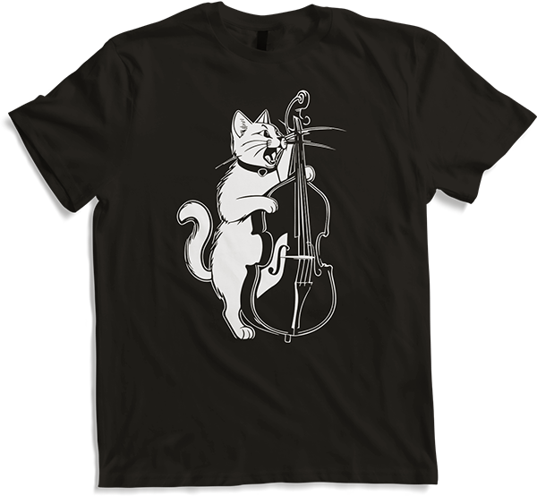 Produktbild von T-Shirt Schreiende Katze Musiker spielt Kontrabass