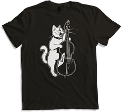 Produktbild von T-Shirt Schreiende Katze Musiker spielt Kontrabass