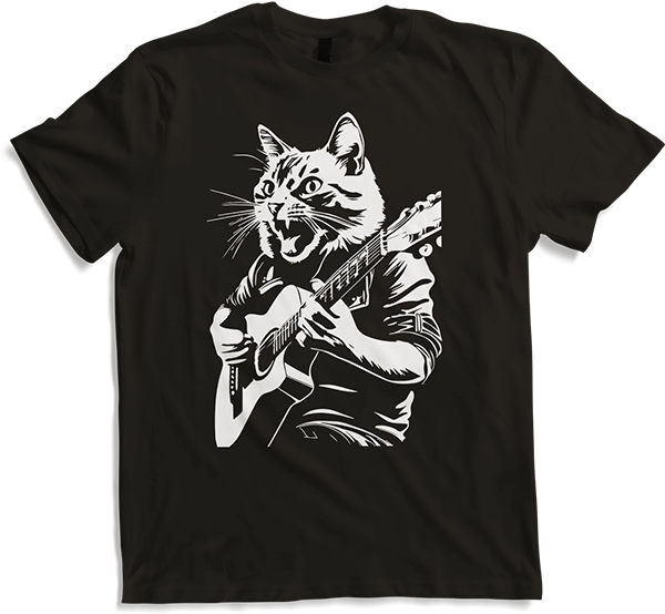Produktbild von T-Shirt Schreiende Katze Musiker spielt akustische Gitarre