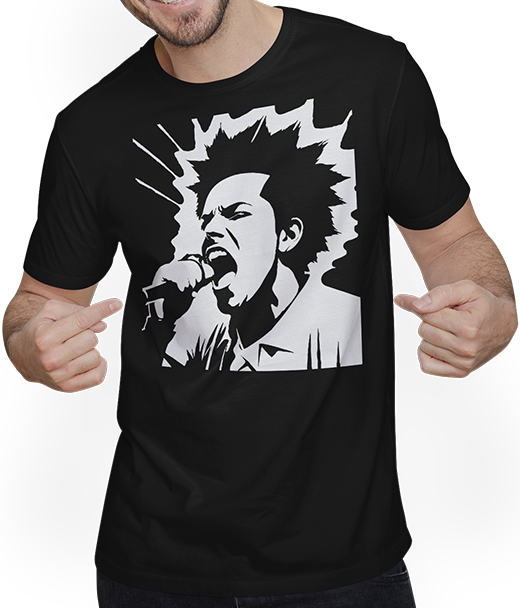 Produktbild von T-Shirt mit Mann Schreiender Punkrocker mit mohican Anarchy Punk
