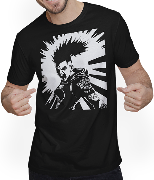 Produktbild von T-Shirt mit Mann Schreiender Punkrocker mit mohican Anarchy Punk