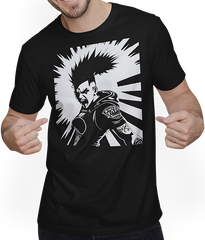 Produktbild von T-Shirt mit Mann Schreiender Punkrocker mit mohican Anarchy Punk