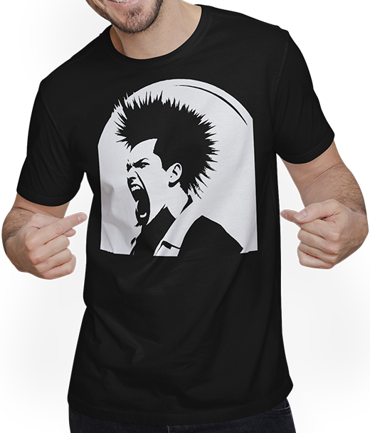 Produktbild von T-Shirt mit Mann Schreiender Punkrocker mit mohican Anarchy Punk