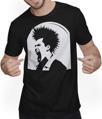 Produktbild von T-Shirt mit Mann Schreiender Punkrocker mit mohican Anarchy Punk