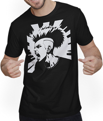 Produktbild von T-Shirt mit Mann Schreiender Punkrocker mit mohican Anarchy Punk