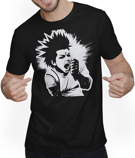 Produktbild von T-Shirt mit Mann Schreiender Punkrocker mit mohican Anarchy Punk