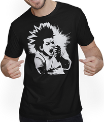 Produktbild von T-Shirt mit Mann Schreiender Punkrocker mit mohican Anarchy Punk