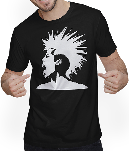 Produktbild von T-Shirt mit Mann Schreiender Punkrocker mit mohican Anarchy Punk