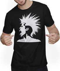 Produktbild von T-Shirt mit Mann Schreiender Punkrocker mit mohican Anarchy Punk