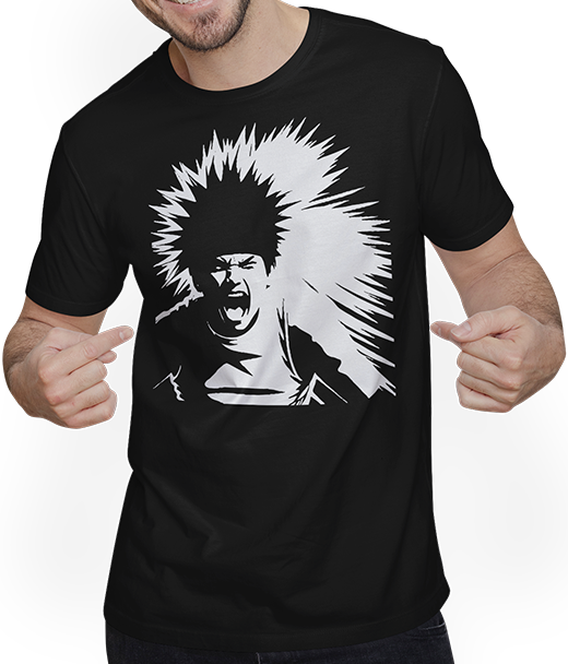 Produktbild von T-Shirt mit Mann Schreiender Punkrocker mit mohican Anarchy Punk