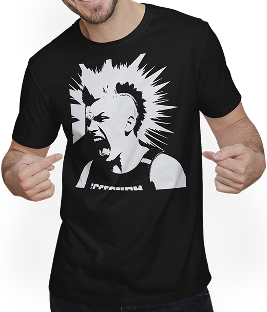 Produktbild von T-Shirt mit Mann Schreiender Punkrocker mit mohican Anarchy Punk