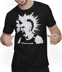 Produktbild von T-Shirt mit Mann Schreiender Punkrocker mit mohican Anarchy Punk