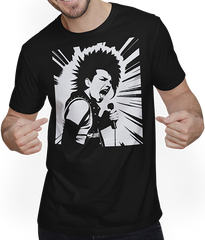 Produktbild von T-Shirt mit Mann Schreiender Punkrocker mit mohican Anarchy Punk
