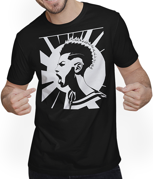 Produktbild von T-Shirt mit Mann Schreiender Punkrocker mit mohican Anarchy Punk