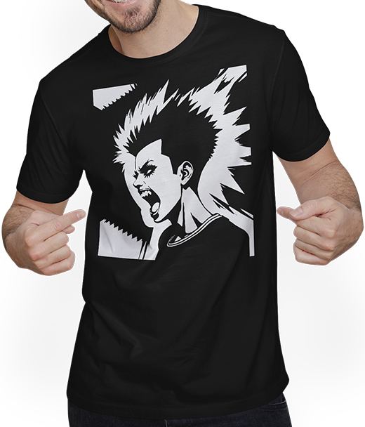 Produktbild von T-Shirt mit Mann Schreiender Punkrocker mit mohican Anarchy Punk