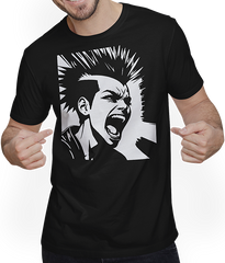 Produktbild von T-Shirt mit Mann Schreiender Punkrocker mit mohican Anarchy Punk