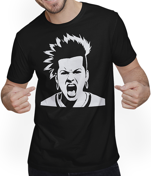 Produktbild von T-Shirt mit Mann Schreiender Punkrocker mit mohican Anarchy Punk