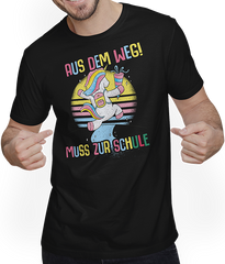 Produktbild von T-Shirt mit Mann Schulkind 1. Klasse Grundschüler Schulstart Einhorn Mädchen