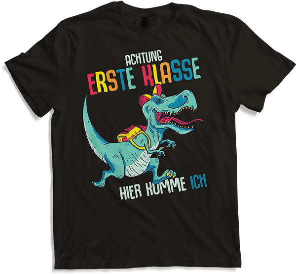 Produktbild von T-Shirt Schulkind Erste Klasse Schulanfänger Schulstart Dinosaurier