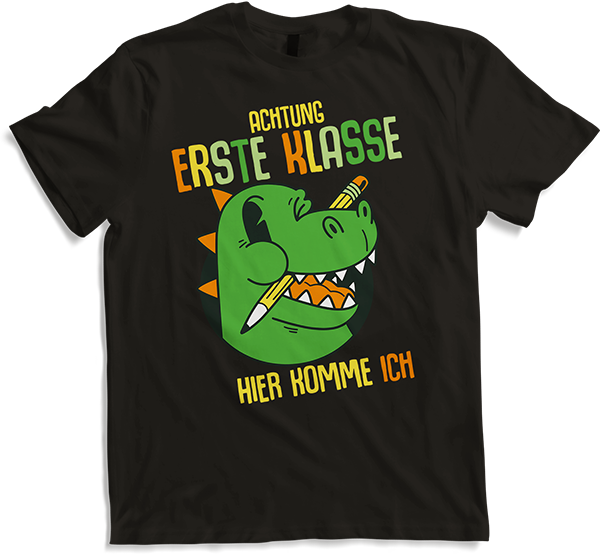 Produktbild von T-Shirt Schulkind Erste Klasse Schulanfänger Schulstart Dinosaurier