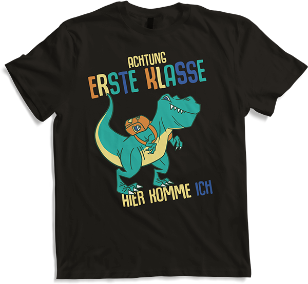 Produktbild von T-Shirt Schulkind Erste Klasse Schulanfänger Schulstart Dinosaurier