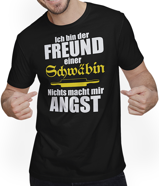 Produktbild von T-Shirt mit Mann Schwaben Lustiger schwäbischer Spruch für verliebte Partner