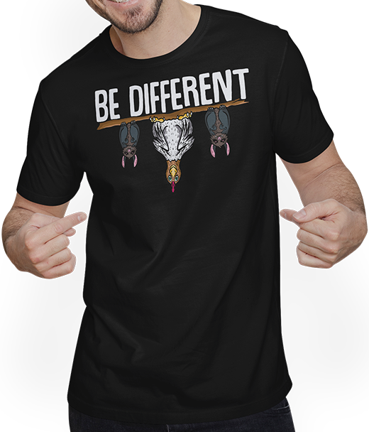 Produktbild von T-Shirt mit Mann Sei anders Lustiger Hühner Spruch Hennen Fledermaus Frauen