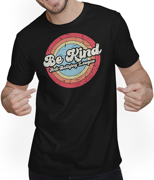 Produktbild von T-Shirt mit Mann Sei nett Anti-Mobbing League Freundlichkeit Inspirierend Positiv