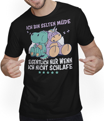 Produktbild von T-Shirt mit Mann Selten Müde Drachen Kawaii Einhorn Lustige Schlaf Sprüche