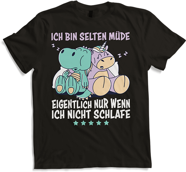 Produktbild von T-Shirt Selten Müde Drachen Kawaii Einhorn Lustige Schlaf Sprüche