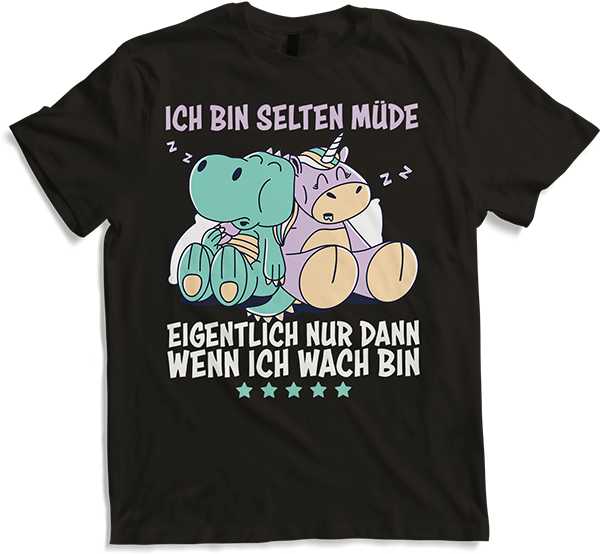 Produktbild von T-Shirt Selten Müde Drachen Kawaii Einhorn Lustige Schlaf Sprüche