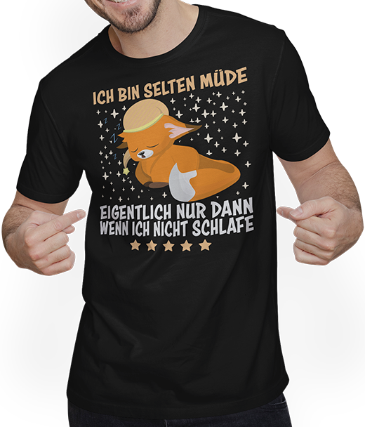 Produktbild von T-Shirt mit Mann Selten Müde Fuchs Sarkastische Schlaf Sprüche Mädchen Spruch