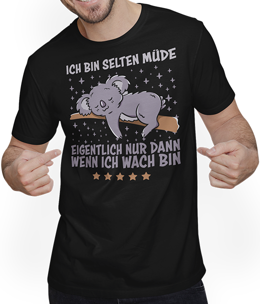 Produktbild von T-Shirt mit Mann Selten Müde Koala Sarkastische Schlaf Sprüche Koalabär